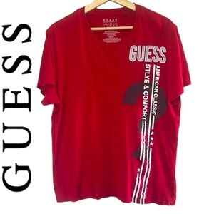 Guess Red Short Sleeve Crew Neck T-Shirt Size L